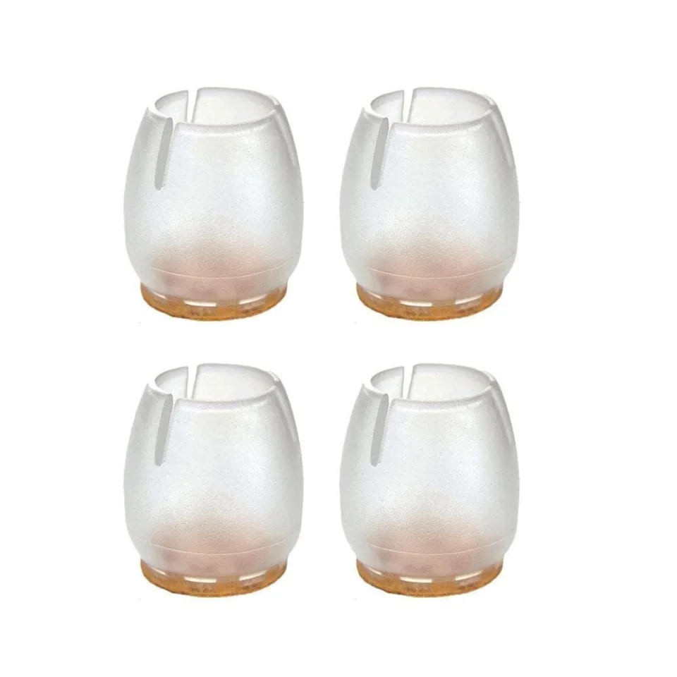 Stoeldop transparant rond Ø 1,4 cm en hoogte 2,5 cm van kunststof - 4 stuks