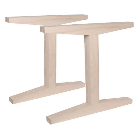 Tafelpoot i vorm 78 bij 8 cm en hoogte 72 cm van massief hout - 2 stuks
