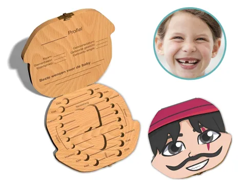 Tandendoosje met naam - Kapitein haak - Hout