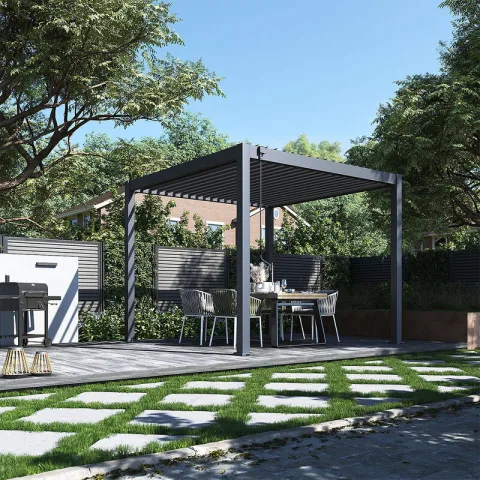 Terrazzo Terrasoverkapping met Lamellen