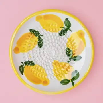 Tierra Cocida - keramisch raspbord Limone - wit/geel/groen - 12.5 cm .