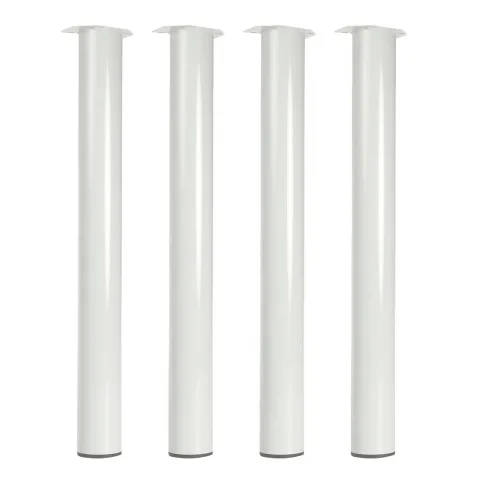 Witte stalen meubelpoot rond Ø 7,6 cm en hoogte 72 cm - Set van 4 stuks