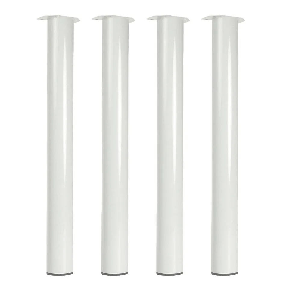 Witte stalen meubelpoot rond Ø 7,6 cm en hoogte 72 cm - Set van 4 stuks