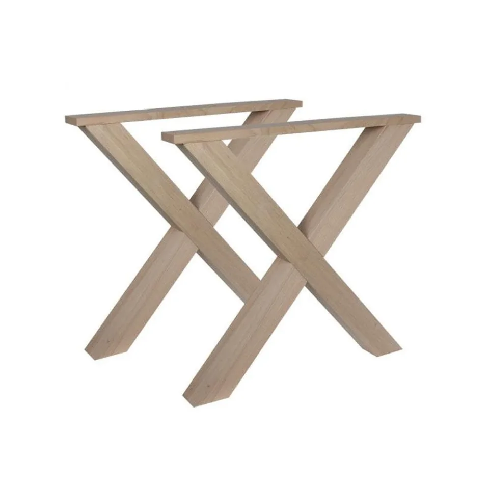 X-poot x vorm 78 bij 8 cm en hoogte 72 cm van hout, 8 x 8 cm - 2 stuks