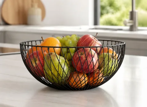 XEMM Design fruitmand - Draadmand - 25 x 12.5 cm - Zwart