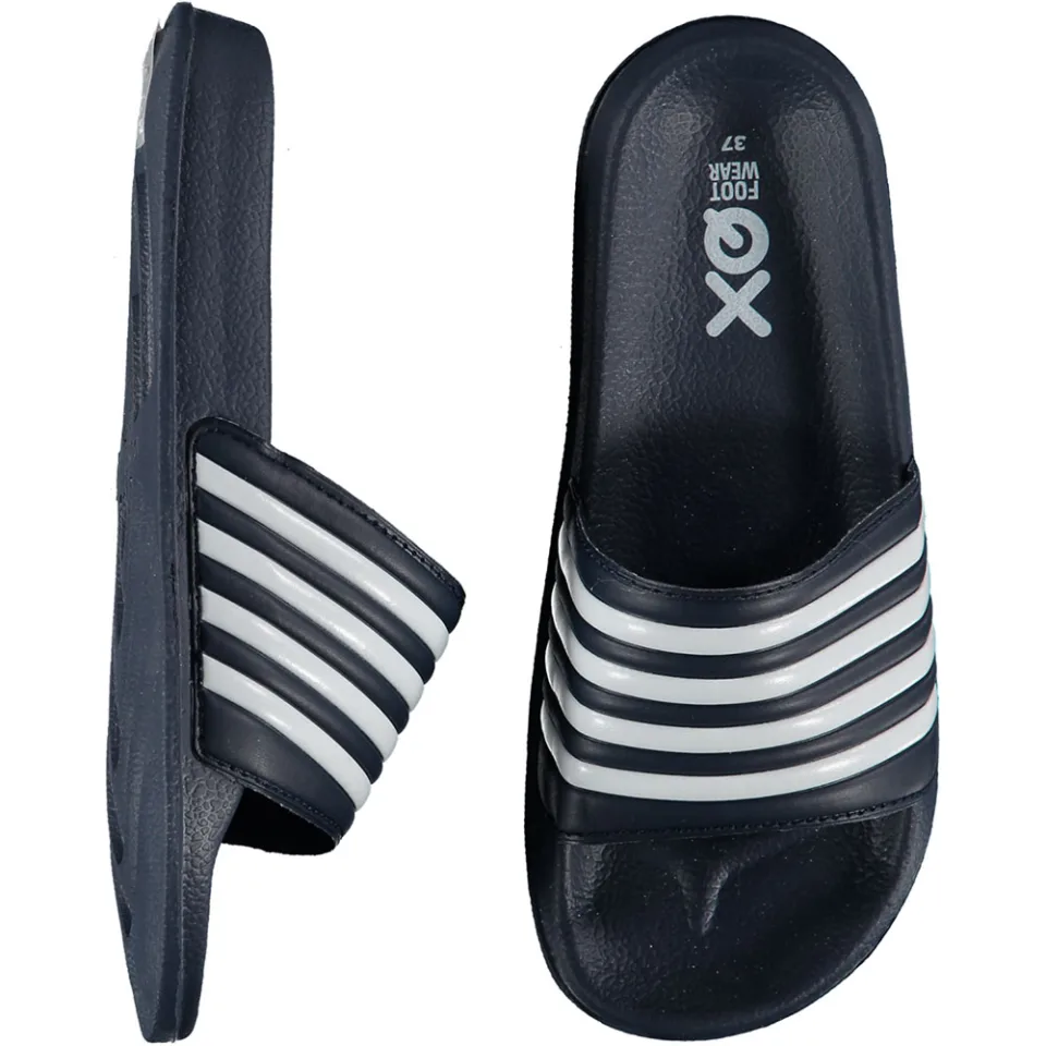 XQ Badslippers Dames Gestreept Navy/Wit-38