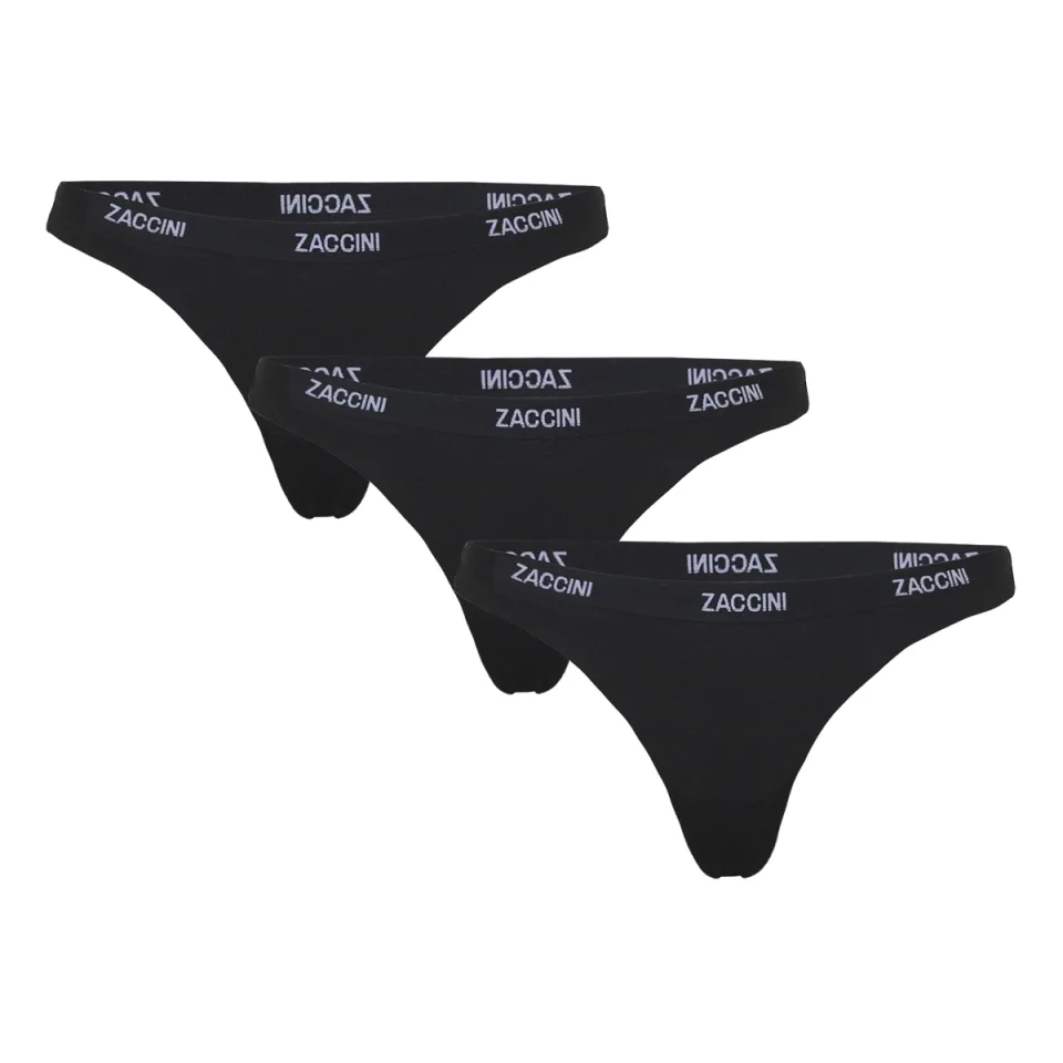 Zaccini Dames Strings 3-pack Black-XS